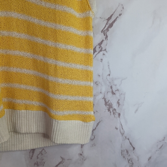 Zara Sweater Vest Yellow Stripe Tank Cotton V Neck Oversized Slouchy - Picture 4 of 10